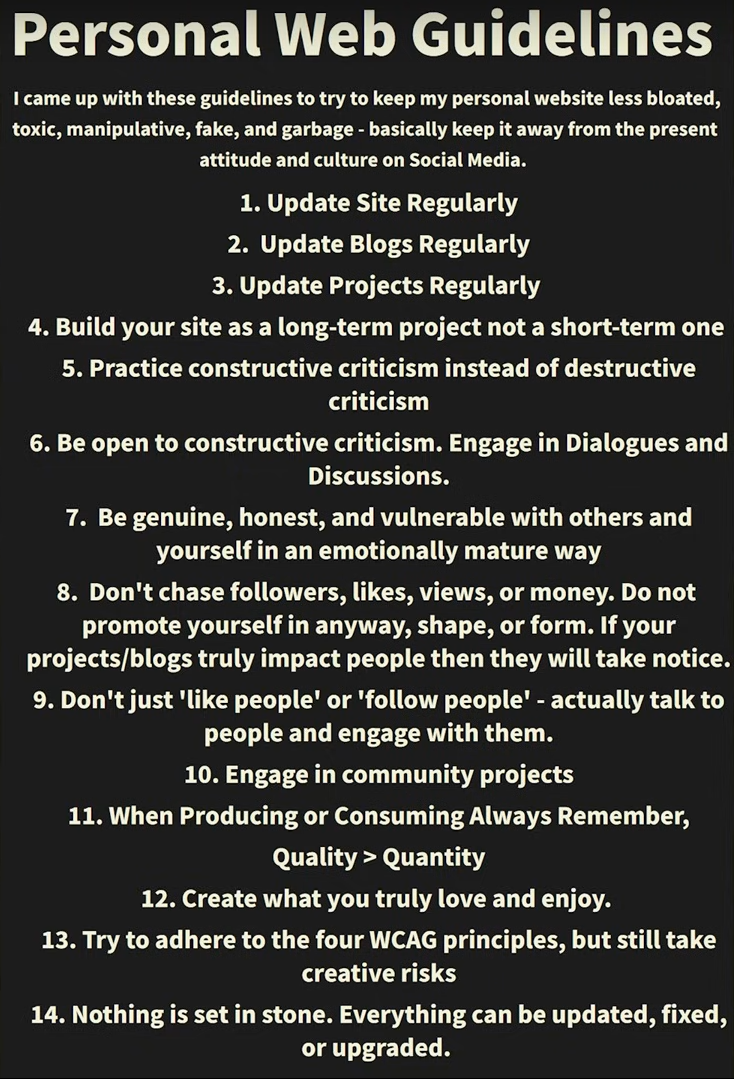 Some guidelines for personal websites